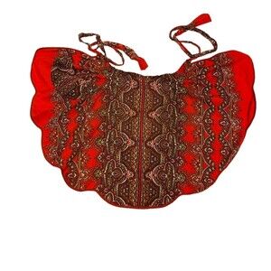 #5748 Womens Red with Paisley Pattern Half Apron with Pocket